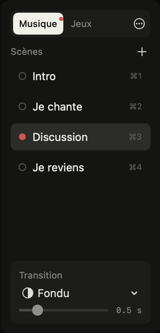 Liste des scènes